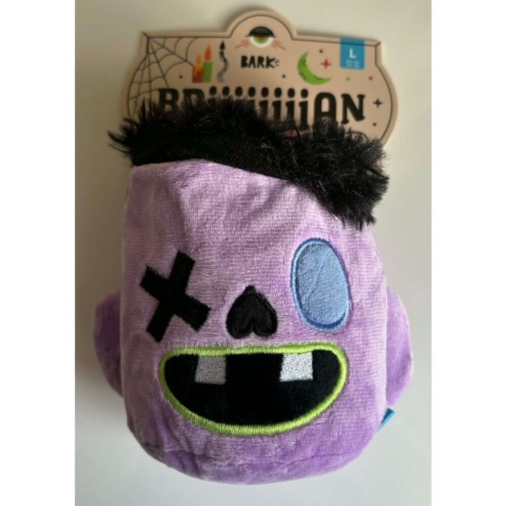 Bark Briiiiiiiian Frankenstein Head Crinkle Squeak Ball Dog Toy Large Dogs